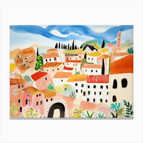 Perugia Italy Cute Watercolour Illustration 4 Canvas Print