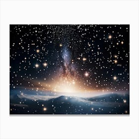 A Dazzling Galaxy Captured Through A Powerful Lens With Bright Shimmering Stars Scattered Across T Canvas Print