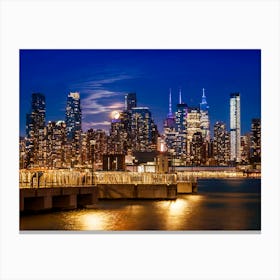 Midtown Manhattan Skyline With Harvest Moon Canvas Print