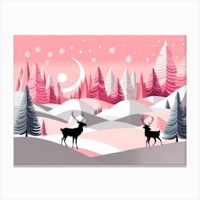 Christmas Tree And Deer, Rein deer, Christmas Tree art, Christmas Tree, Christmas vector art, Vector Art, Christmas art, Christmas,  Canvas Print