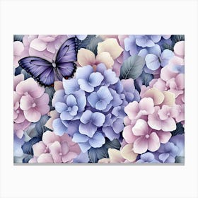 Hydrangea Background, Floral Seamless Pattern Canvas Print