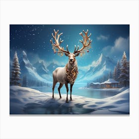 Reindeer In The Snow 4 Canvas Print
