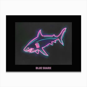 Neon Pink Blue Shark Poster 3 Canvas Print