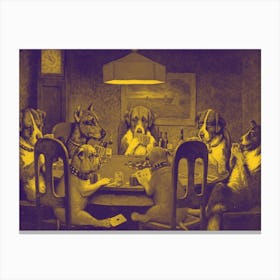 Funny Dog Playing Card Poker Vintage Canvas Print