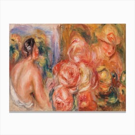 Roses And Small Nude, Pierre Auguste Renoir Canvas Print