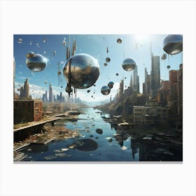 Futuristic Cityscape Paintings Art Print 2 Canvas Print