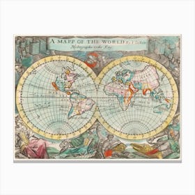 A Map Of The World (1682) Canvas Print
