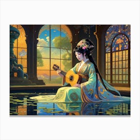 Chinese Girl Playing Guitar Canvas Print