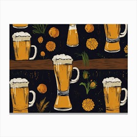 Beer Mugs Canvas Print