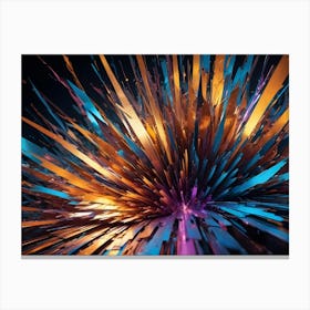 Abstract Image Of A Burst Of Colored, Jagged Lines, Resembling A Shattered Crystal Or An Explosion Of Energy Canvas Print