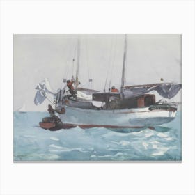 Taking on Wet Provisions (Schooner Marked Newport, K. W.), Winslow Homer Canvas Print