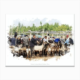 Sunday Livestock Market, Kashgar, China Canvas Print