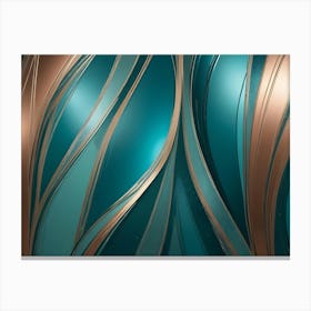 Abstract Background With Teal And Gold Swirls And Waves Canvas Print