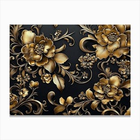 Gold Floral Pattern Canvas Print