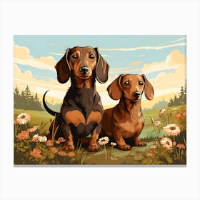 Dachshund Dogs In The Countryside Canvas Print