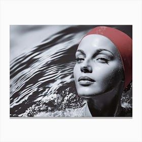 Swim WOman Vintage Collage Canvas Print