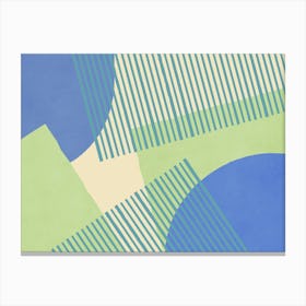 Bloc Lines Shapes Graphic Collage Modern Abstract - Light Blue Green Canvas Print