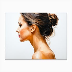 Side Profile Of Beautiful Woman Oil Painting 3 Canvas Print