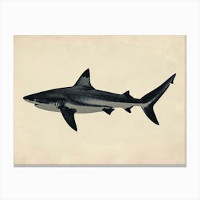Bull Shark Grey Silhouette 8 Canvas Print