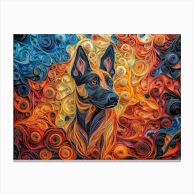 Belgian Malinois Paper Quilling Dog Portrait Canvas Print