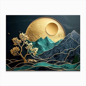 Landscape With Trees And Moon Canvas Print