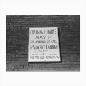This Sign Means That Apartment House Is Being Vacated By S And Will Be Rented To African American People, Chicago, Canvas Print