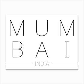 Mumbai India Typography City Country Word Canvas Print