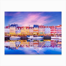 Nyhavn Copenhagen Idyllic Evening Impression Canvas Print