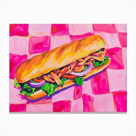 Bahn Mi Pink Checkerboard 1 Canvas Print