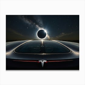 Eclipse Over Tesla Model S Canvas Print