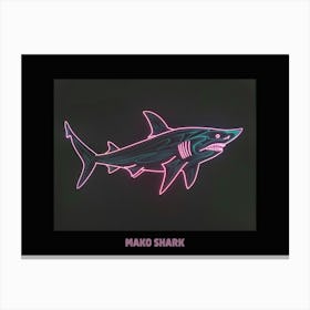 Neon Pink Red Mako Shark Poster 1 Canvas Print