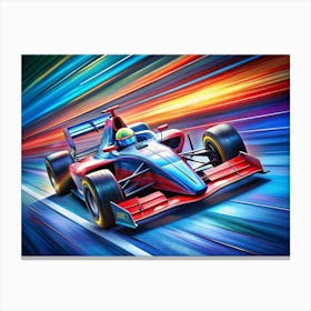 Red Formula One Race Car Speeding On A Track Canvas Print