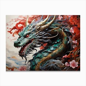 Dragon With Flowers 1 Canvas Print