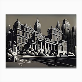 Cityscape, black and white monochromatic art Canvas Print