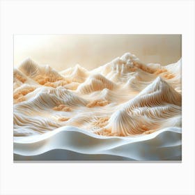 3d Abstract Representations of a Desert Landscape with Textured Sand Dunes and Sparse Canvas Print