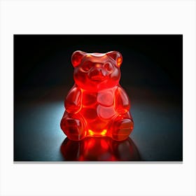 Red Gummy Bear With Glowing Lights Canvas Print