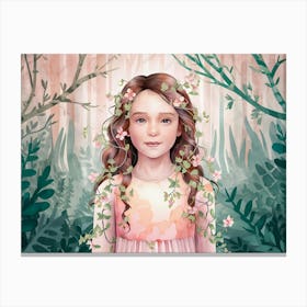 Little Girl In The Forest 2 Canvas Print