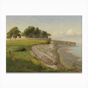 Vintage Painting Castle On The Cliff Canvas Print