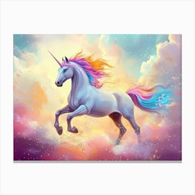 Fantasy Illustration Of A Wild Unicorn Horse 6 Canvas Print