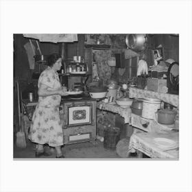 Mrs Ole Thompson, Wife Of Farmer, Carrying Food To The Table, Williams County, North Dakota By Russell Lee Canvas Print