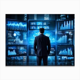 Corporate Finance Executive Analyzing Market Trends Graph Details And Business Strategies Digital Canvas Print