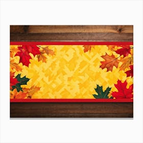 Banner Featuring A Seamless Pattern Of Oak And Maple Leaves Brilliant Shades Of Yellow And Orange E (4) Canvas Print