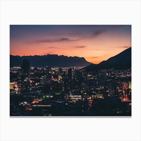 Monterrey Cityscape At Dusk Canvas Print