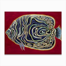 Blue fish and red ocean. Canvas Print