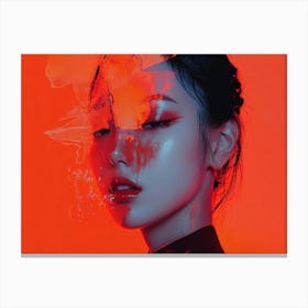 Asian Girl With Red Face Canvas Print