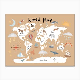 World Map In Sand Canvas Print