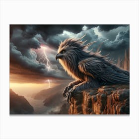 Lion-Bird Oversight Fantasy Canvas Print