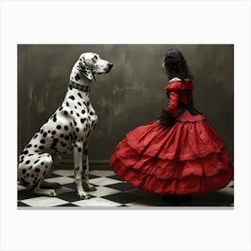 A Dalmatian And A Woman In A Dress 1 Canvas Print