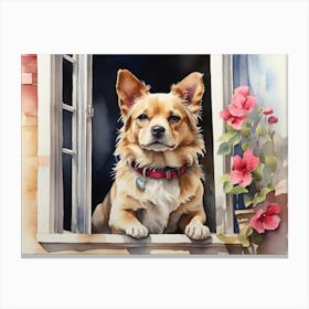 Dog In The Window Canvas Print