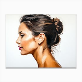 Side Profile Of Beautiful Woman Oil Painting 71 Canvas Print